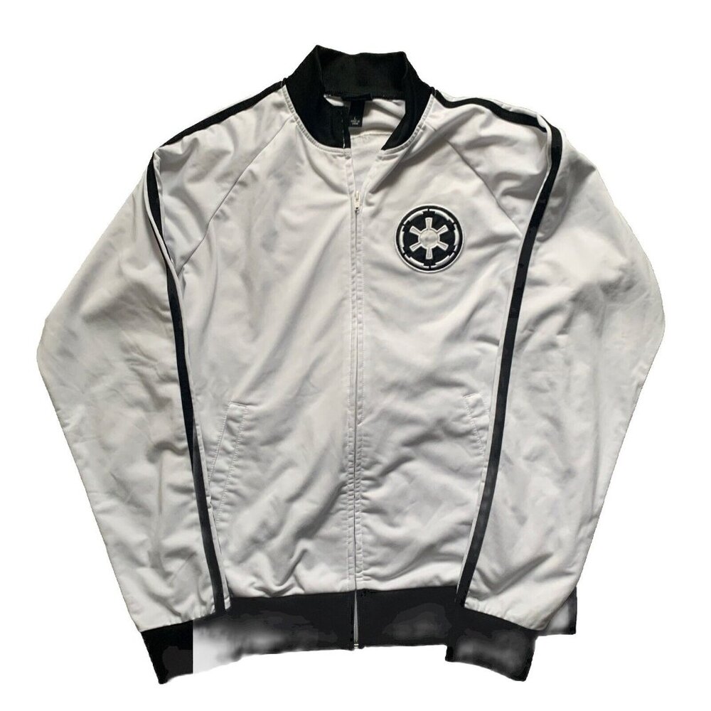 Disney Star Wars Imperial Logo Jacket Zipper Closure Size Large White & Black